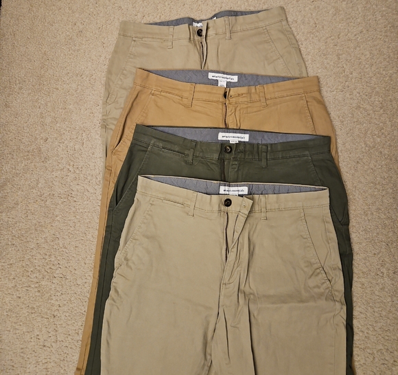 4 Pairs Of Amazon Essentials Khakis | Straight Fit | 34W × 28L - Picture 1 of 6